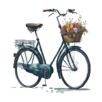 Ai Generated, Watercolor Bicycle, Watercolor, Bicycle With Flower png