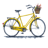 Ai Generated, Watercolor Bicycle, Watercolor, Bicycle With Flower png