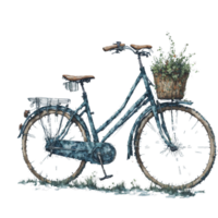 ai gegenereerd, waterverf fiets, waterverf, fiets met bloem png