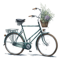 Ai Generated, Watercolor Bicycle, Watercolor, Bicycle With Flower png