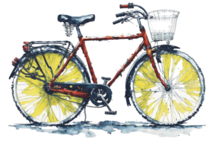 Ai Generated, Watercolor Bicycle, Watercolor, Bicycle With Flower png