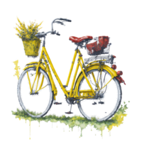 ai generiert, Aquarell Fahrrad, Aquarell, Fahrrad mit Blume png