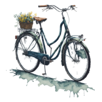 Ai Generated, Watercolor Bicycle, Watercolor, Bicycle With Flower png