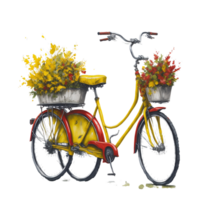 Ai Generated, Watercolor Bicycle, Watercolor, Bicycle With Flower png