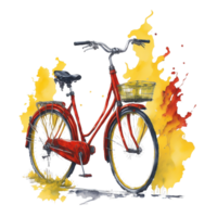 Ai Generated, Watercolor Bicycle, Watercolor, Bicycle With Flower png