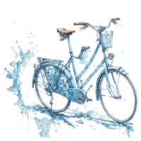 Ai Generated, Watercolor Bicycle, Watercolor, Bicycle With Flower png