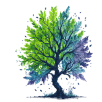 Ai Generated, Watercolor Tree, Watercolor, png