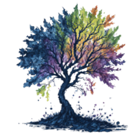 Ai Generated, Watercolor Tree, Watercolor, png