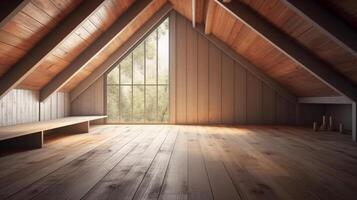 Loft room mock up design. . photo