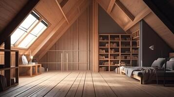 Loft room mock up design. . photo