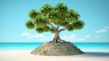 Tropical tree with beach or oasis, . photo