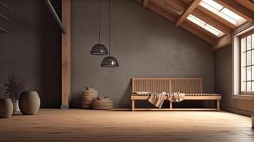 Loft room mock up design. . photo
