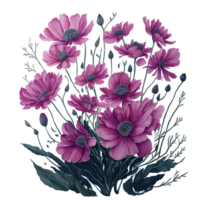 aquarelle floral fleur conception, aquarelle fleur arrangements floral, aquarelle fleur conception, fleur sublimation floral clipart, mariage décoration, boho rond floral cadre, ai généré gratuit png