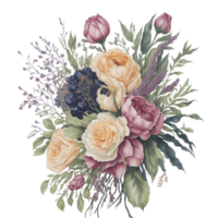 Watercolor Flower,Bouquet, watercolor bouquet Flower, wedding flower, Watercolor Floral Design, Botanical Flower, Watercolor Decoration, Ai Generated png