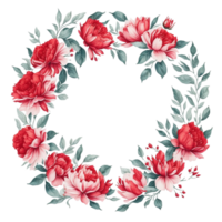 vattenfärg blommig ram design, akvarell blommig blomma design, vattenfärg efterföljare, bröllop dekoration, boho runda blommig ram, vattenfärg bukett, vattenfärg, ai genererad png