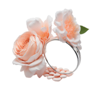 Hochzeit Ring, Hochzeit Dekoration, Hochzeit, Schmuck Gold, Hochzeit, Liebe Ring, Hochzeit Ring mit Blume, ai generiert png