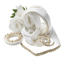 nozze squillo, nozze decorazione, nozze, gioielleria oro, matrimonio, amore squillo, nozze squillare con fiore, ai generato png