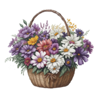 waterverf mand bloem, waterverf bloemen ontwerp, waterverf bloem, waterverf boeket bloem, waterverf bloesem, waterverf decoratie, botanisch, bruiloft, ai gegenereerd png