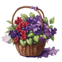 acquerello cestino fiore, acquerello floreale disegno, acquerello fiore, acquerello mazzo fiore, acquerello fiore, acquerello decorazione, botanico, nozze, ai generato png