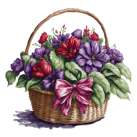 waterverf mand bloem, waterverf bloemen ontwerp, waterverf bloem, waterverf boeket bloem, waterverf bloesem, waterverf decoratie, botanisch, bruiloft, ai gegenereerd png