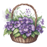 waterverf mand bloem, waterverf bloemen ontwerp, waterverf bloem, waterverf boeket bloem, waterverf bloesem, waterverf decoratie, botanisch, bruiloft, ai gegenereerd png