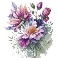 waterverf Bloemen boeket, waterverf, boeket bloem, bruiloft bloem, waterverf bloemen ontwerp, botanisch bloem, waterverf decoratie, waterverf bloesem, ai gegenereerd png