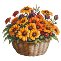 acquerello cestino fiore, acquerello bouquet di fiori, acquerello mazzo fiore, nozze fiore, acquerello floreale disegno, botanico fiore, acquerello decorazione, ai generato png