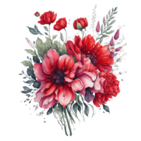 Watercolor Flower,Bouquet, watercolor bouquet Flower, wedding flower, Watercolor Floral Design, Botanical Flower, Watercolor Blossom,  Watercolor Decoration, Ai Generated png