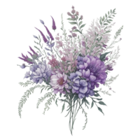 waterverf Bloemen boeket, waterverf boeket bloem, bruiloft bloem, waterverf bloemen ontwerp, botanisch bloem, waterverf bloesem, waterverf decoratie, ai gegenereerd png