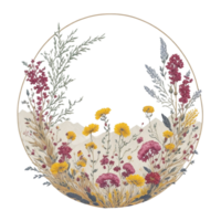 acquerello floreale design con arrotondato telaio, acquerello bouquet di fiori, acquerello mazzo fiore, nozze fiore, acquerello floreale disegno, botanico fiore, acquerello decorazione, ai generato png