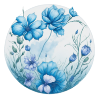 waterverf bloemen ontwerp met afgeronde kader, waterverf Bloemen boeket, waterverf boeket bloem, bruiloft bloem, waterverf bloemen ontwerp, botanisch bloem, waterverf decoratie, ai gegenereerd png