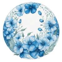 waterverf bloemen ontwerp met afgeronde kader, waterverf Bloemen boeket, waterverf boeket bloem, bruiloft bloem, waterverf bloemen ontwerp, botanisch bloem, waterverf decoratie, ai gegenereerd png