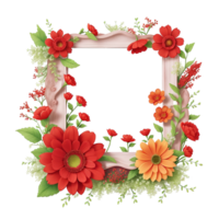 vattenfärg blommig design med avrundad ram, vattenfärg blombukett, vattenfärg bukett blomma, bröllop blomma, vattenfärg blomma arrangemang, botanisk blomma, vattenfärg dekoration, ai genererad png