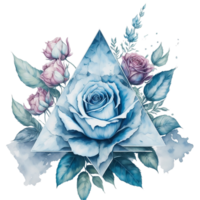 waterverf bloemen ontwerp met driehoek kader, waterverf Bloemen boeket, waterverf boeket bloem, bruiloft bloem, waterverf bloemen ontwerp, botanisch bloem, waterverf decoratie, ai gegenereerd png