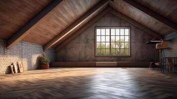 Loft room mock up design. . photo