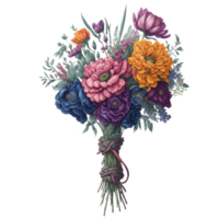 waterverf mand bloem, waterverf Bloemen boeket, waterverf boeket bloem, bruiloft bloem, waterverf bloemen ontwerp, botanisch bloem, waterverf decoratie, ai gegenereerd png