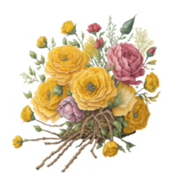 aquarelle panier fleur, aquarelle bouquet de fleurs, aquarelle bouquet fleur, mariage fleur, aquarelle floral conception, botanique fleur, aquarelle décoration, ai généré png