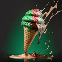Melting ice cream cone. Created with technology photo