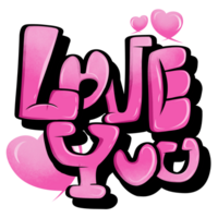 Love you shiny text font png