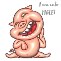 Cute piglet 3d png