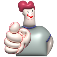 Cartoon man pointing finger 3d png