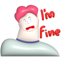 I'm fine cartoon man gesture 3d png