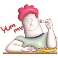 Yummy cartoon man 3d png