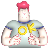 I am OK cartoon man gesture 3d png