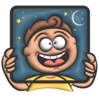 Good night cartoon man 3d png