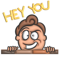 Hey you funny cartoon 3d png