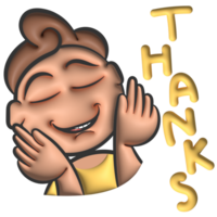 Cartoon man say thanks gesture 3d png