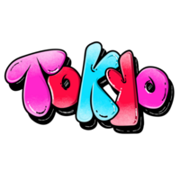 glänzend Tokyo Farben Text Schriftart png