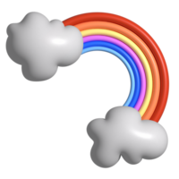 colorato arcobaleno con nube 3d png