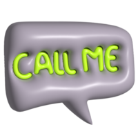 Call me speech bubble 3d png